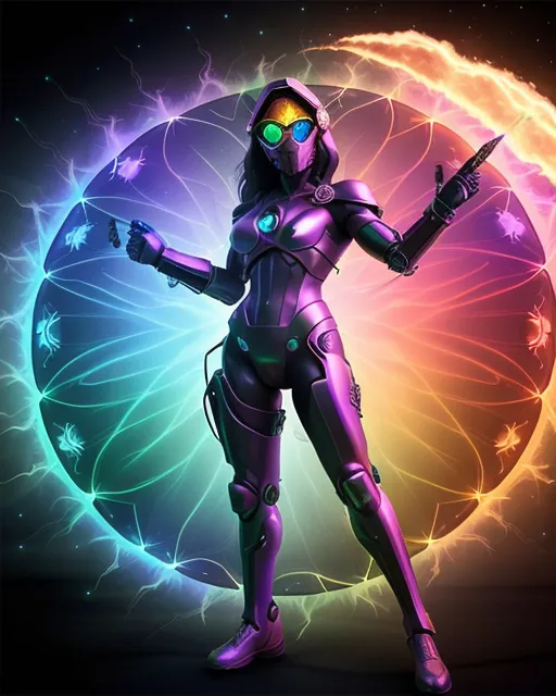 a woman in a futuristic suit 