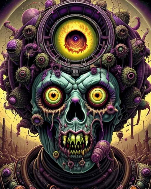 a painting of a skull with an eyeball in it's head