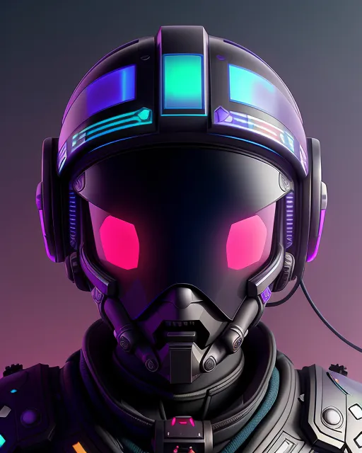 a futuristic man wearing a helmet and headphones