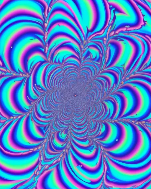 a computer generated image of a blue and pink flower