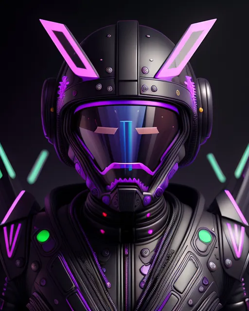 a man in a futuristic suit with neon lights