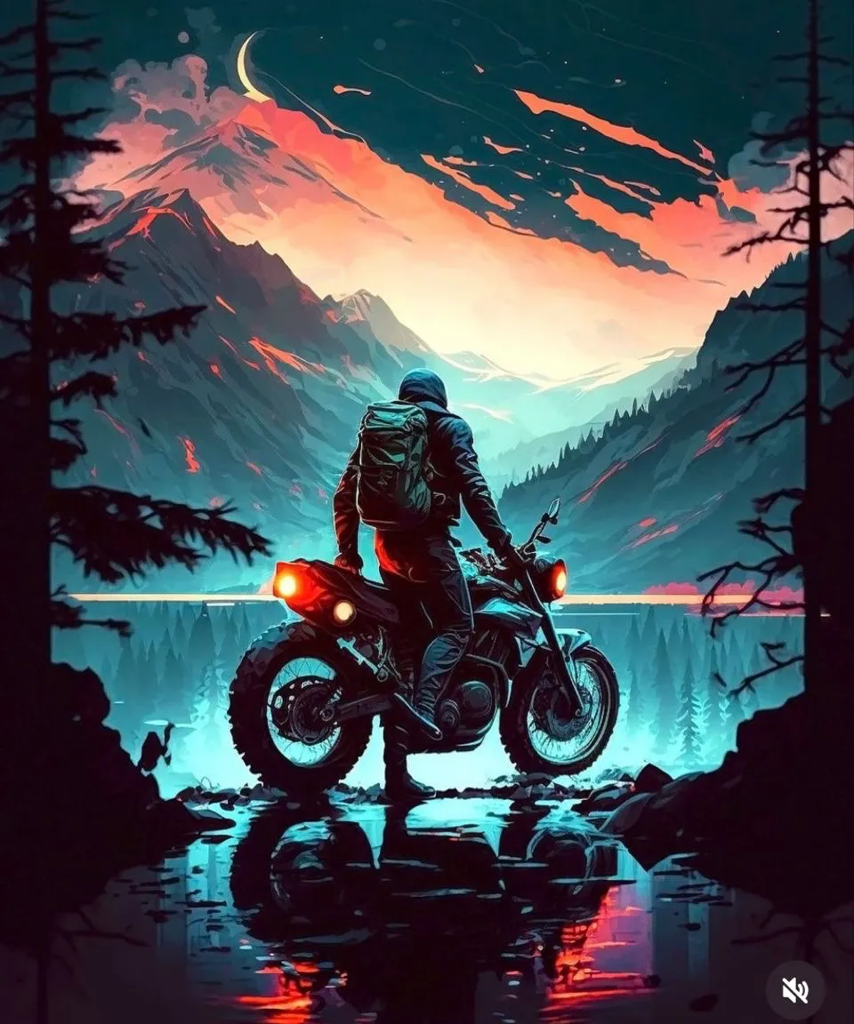 a man riding a motorcycle on top of a lake