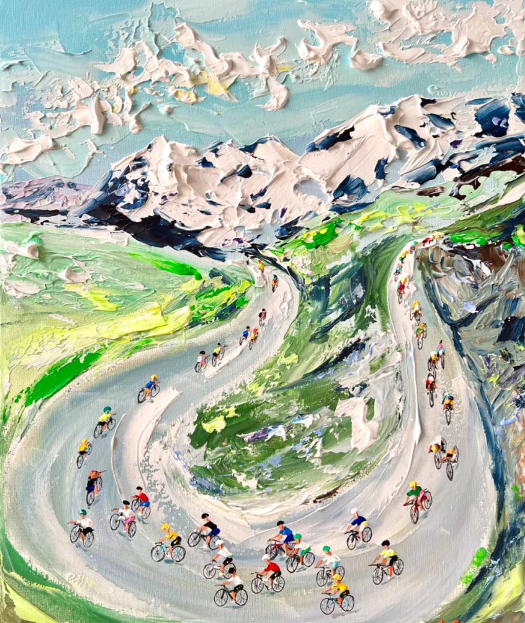 Cyclists riding along 