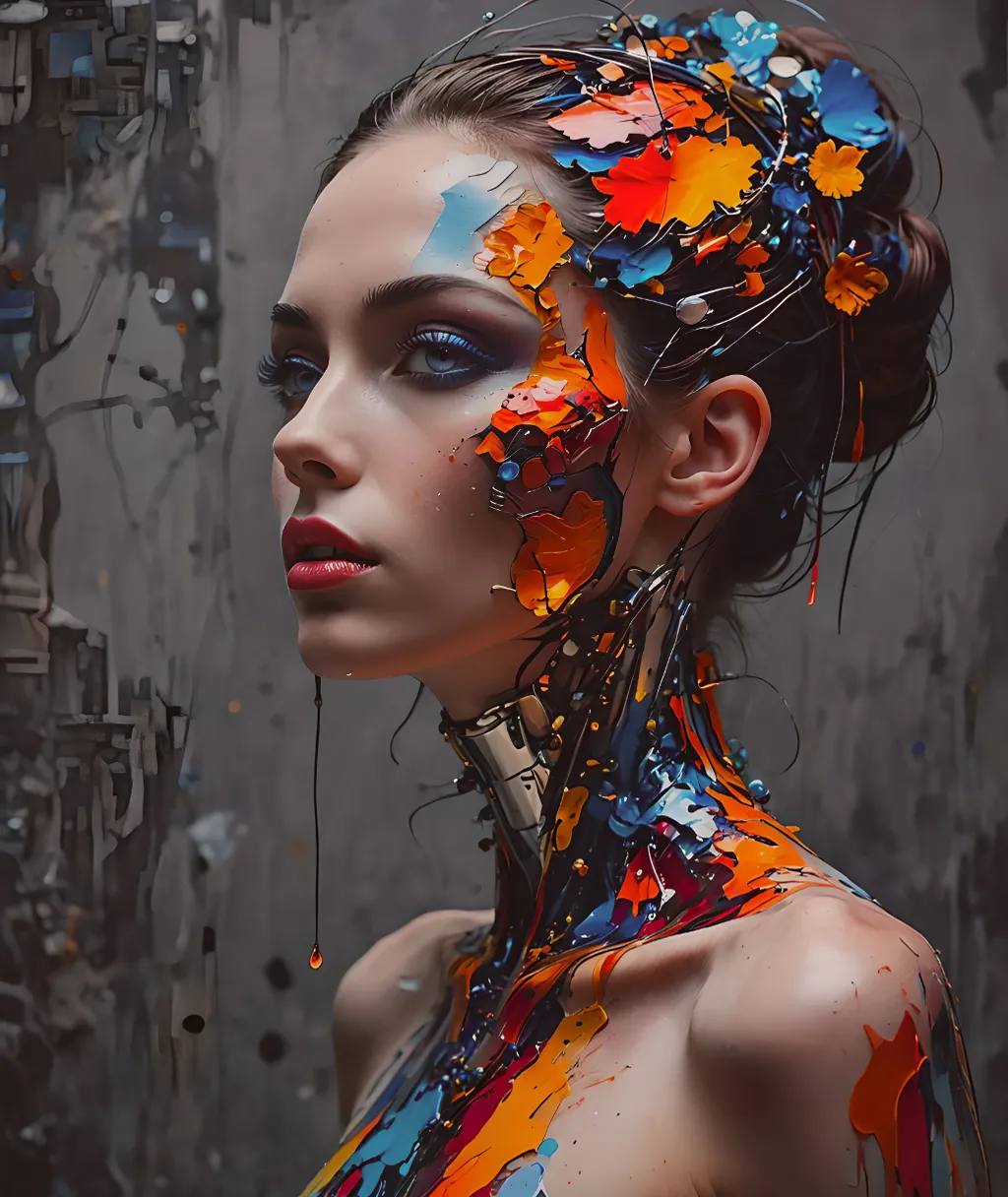 "When the classics don't work, we use the avant-garde. a woman with colorful paint on her body, 