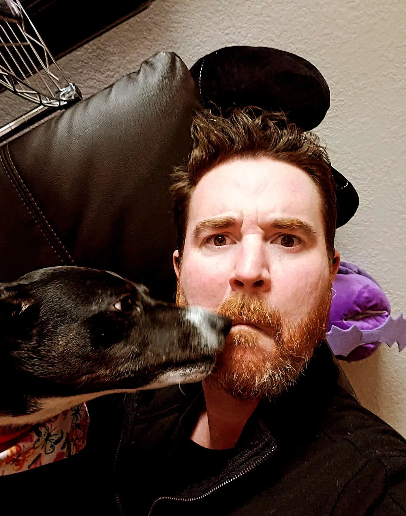 My Dog Fur Baby loves me so much. She is obsessed with my beard and wishes that every time she licks my face that it will grant her wish of having one too. , advertising style