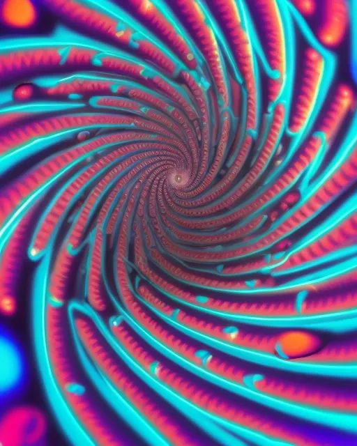 an abstract image of a spiral design in blue and pink