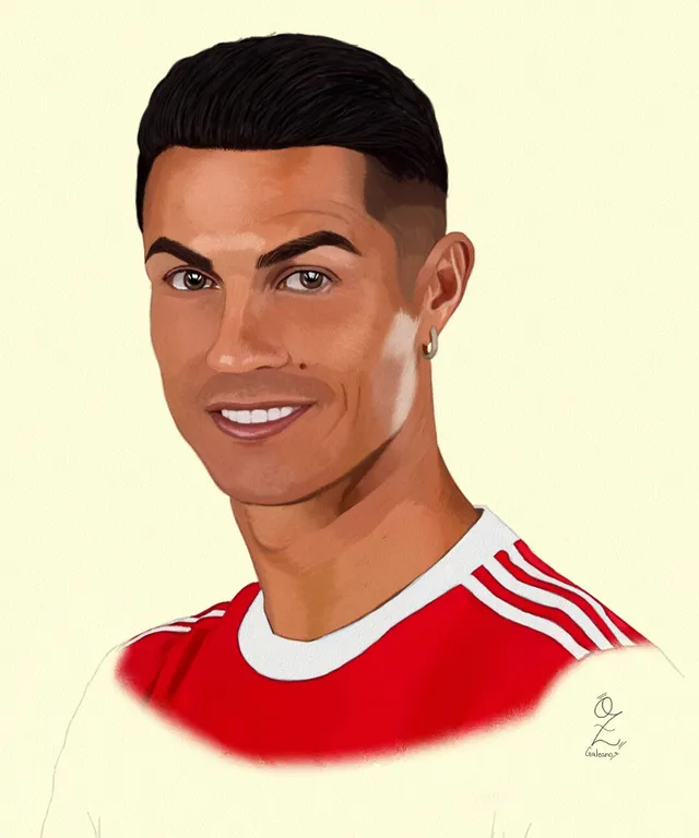 a drawing of a man with a soccer jersey on