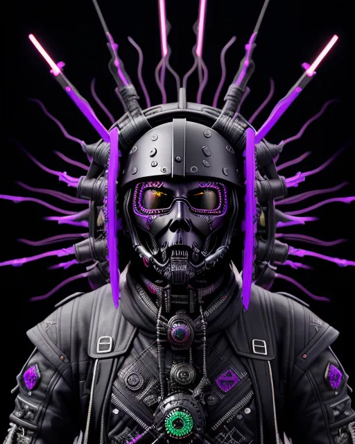 a man in a helmet with purple lights on his head