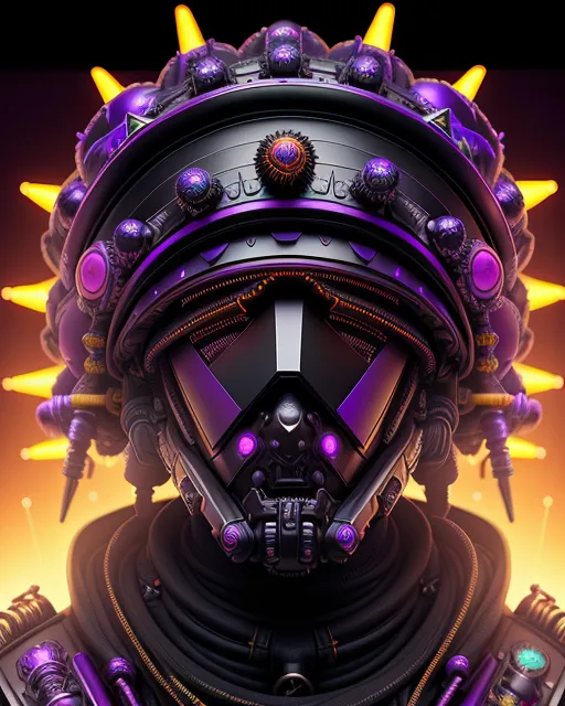 a digital painting of a robot with spikes on his head