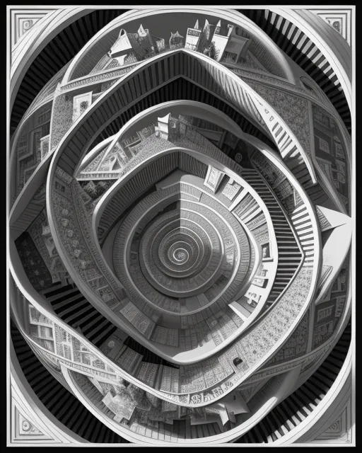 a black and white photo of a spiral staircase