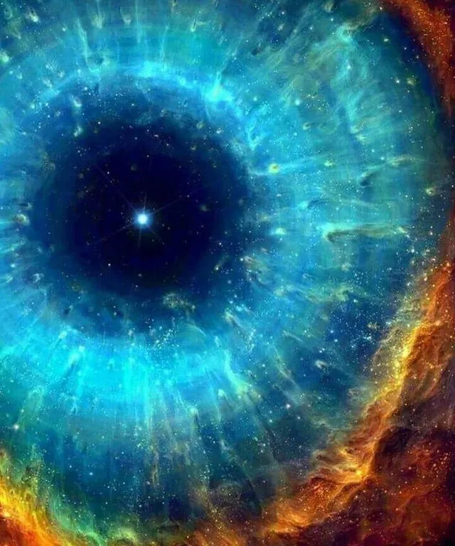 God's Eye nebula floating in space, dissolving into a beautiful cosmic explosion as new stars swirl around it