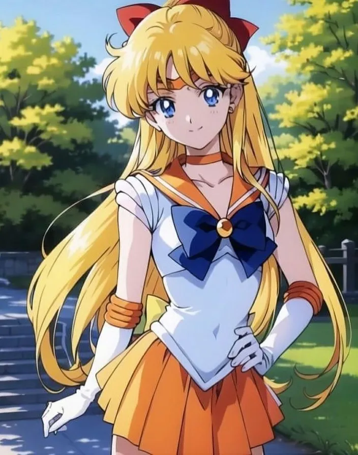 a girl with long blonde hair wearing a sailor outfit