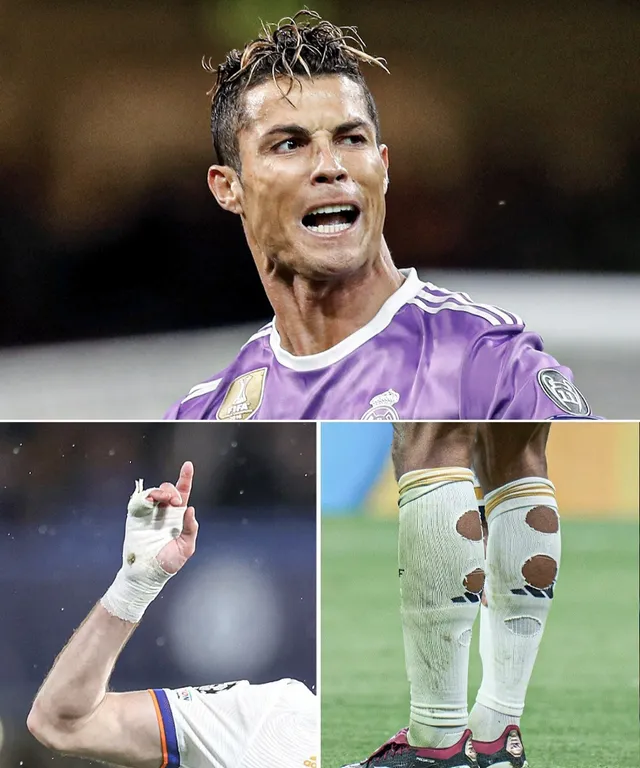 a collage of photos of a soccer player