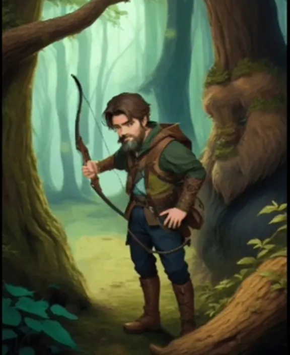 a painting of a man with a bow and arrow