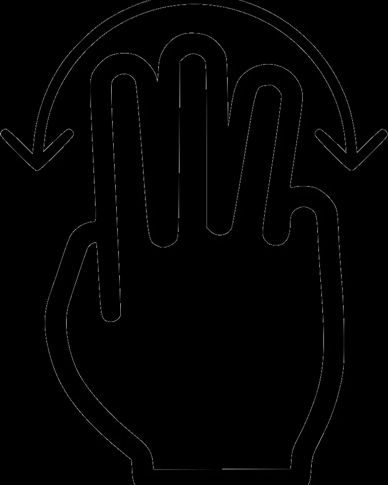 a black and white image of a hand with arrows