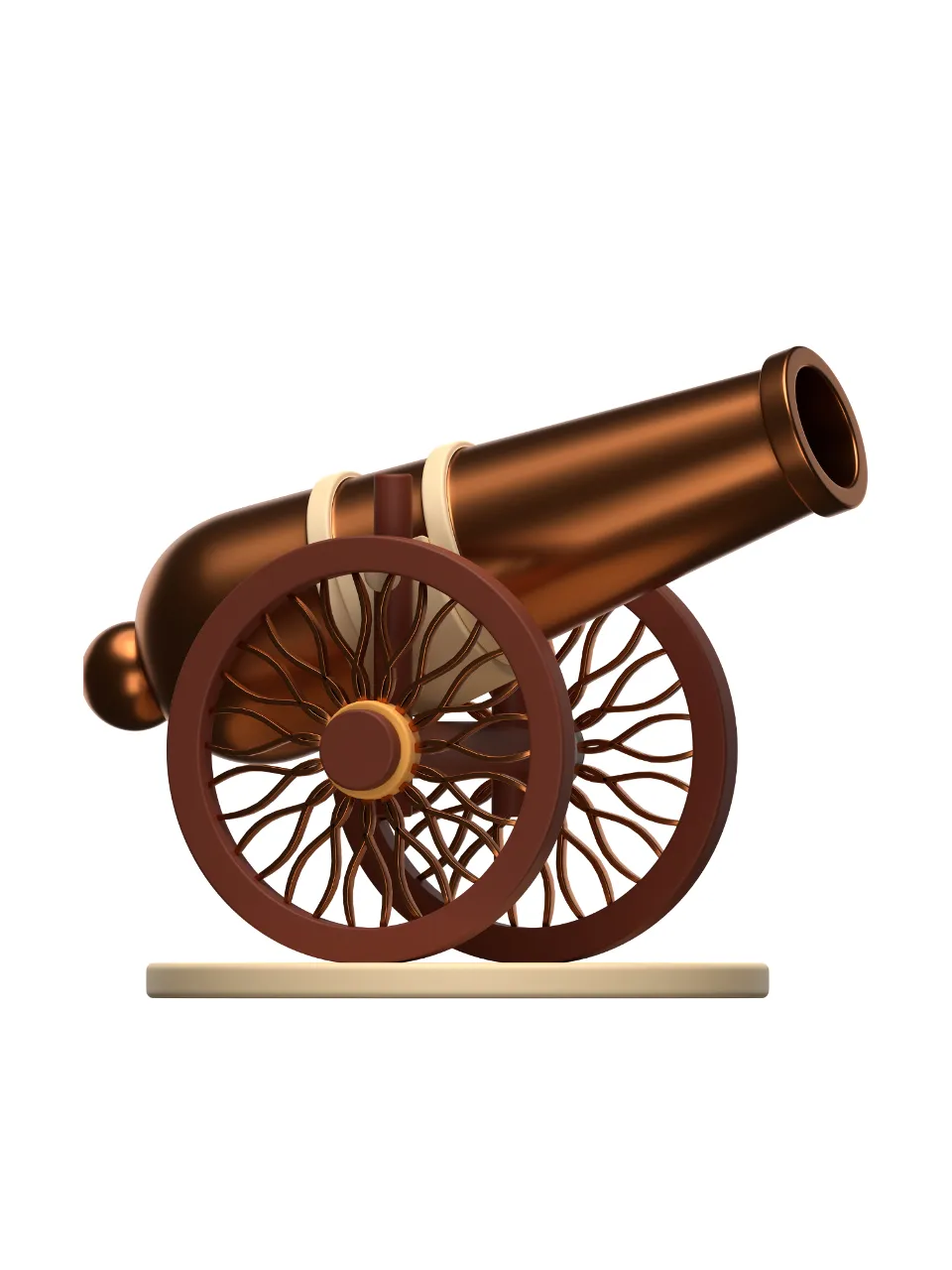 a 3d model of a cannon on a stand