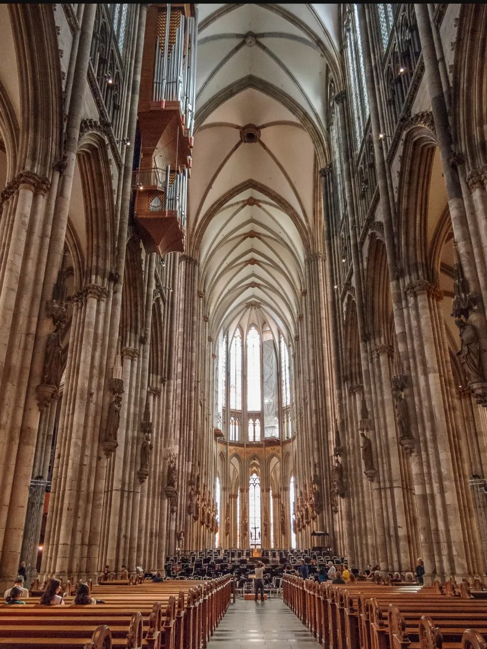 a large cathedral filled with lots of pews