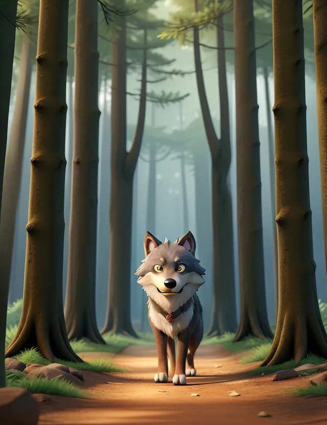 a wolf standing in the middle of a forest