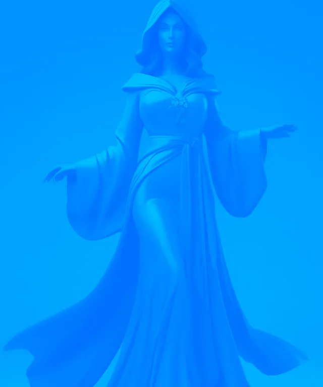 a statue of a woman in a blue dress