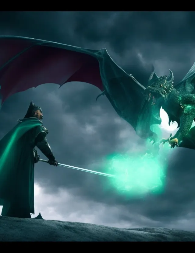 an evil wizard hunting an innocent dragon