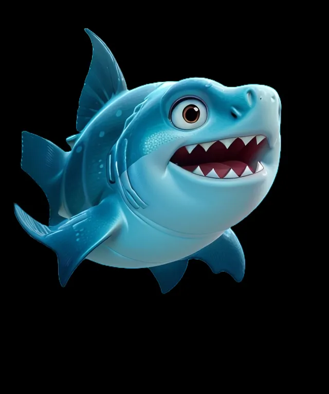 a cartoon shark with a big smile on its face