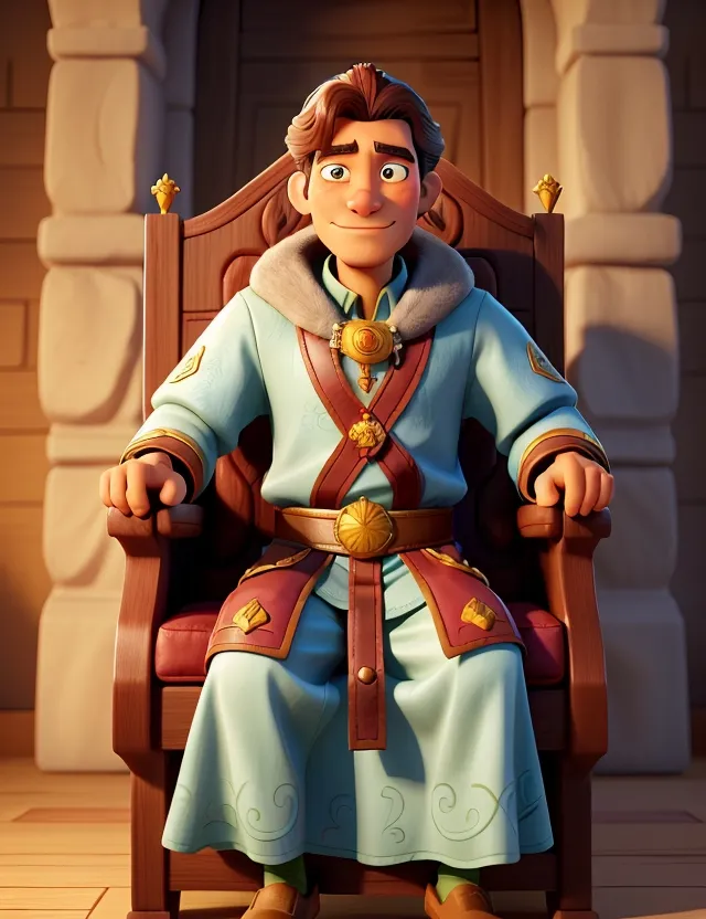 a cartoon character is sitting in a chair