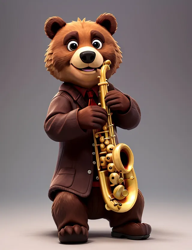 a cartoon bear is playing a saxophone