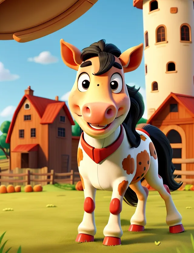 Horse singing 3D cartoon 