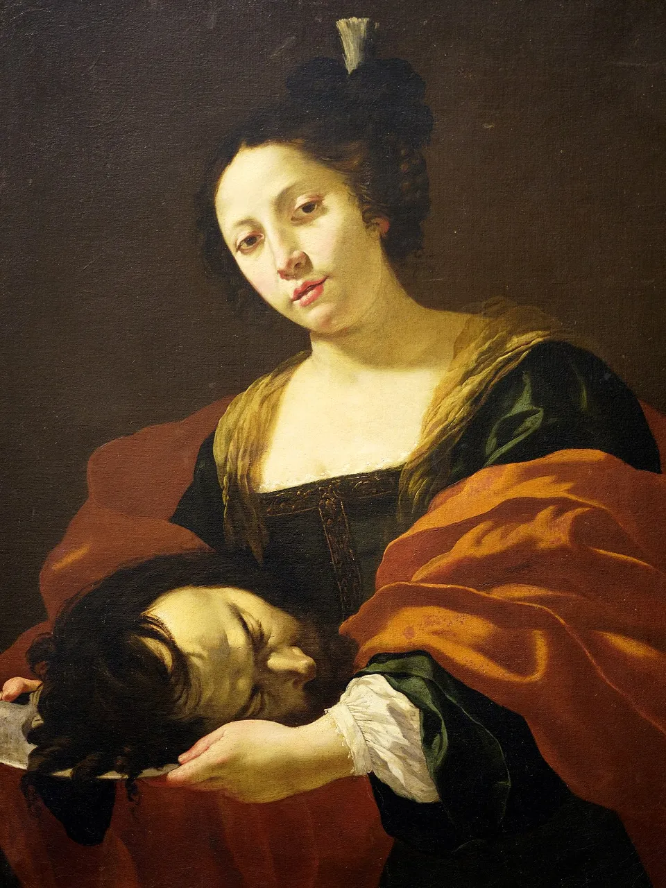 a painting of a woman holding a man