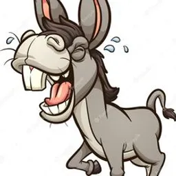 a cartoon donkey running with its mouth open