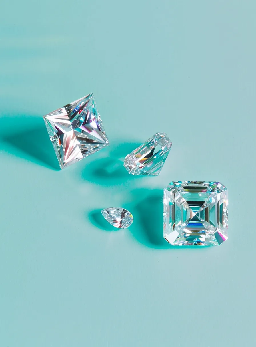 three diamonds on a light blue background