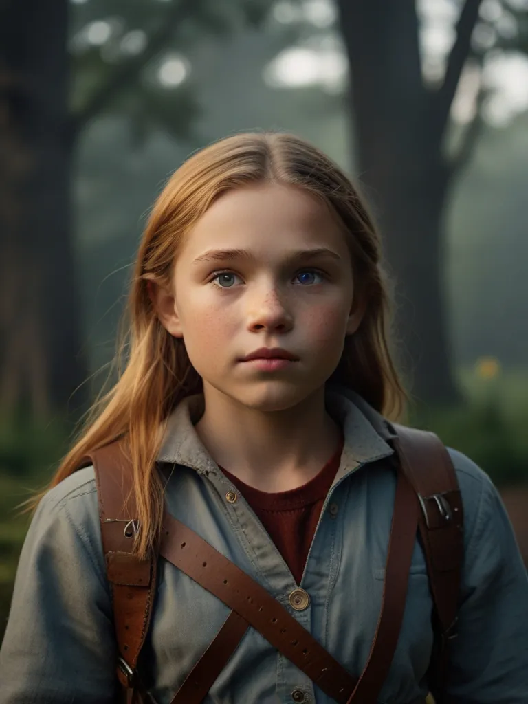 a young girl with long hair wearing a backpack