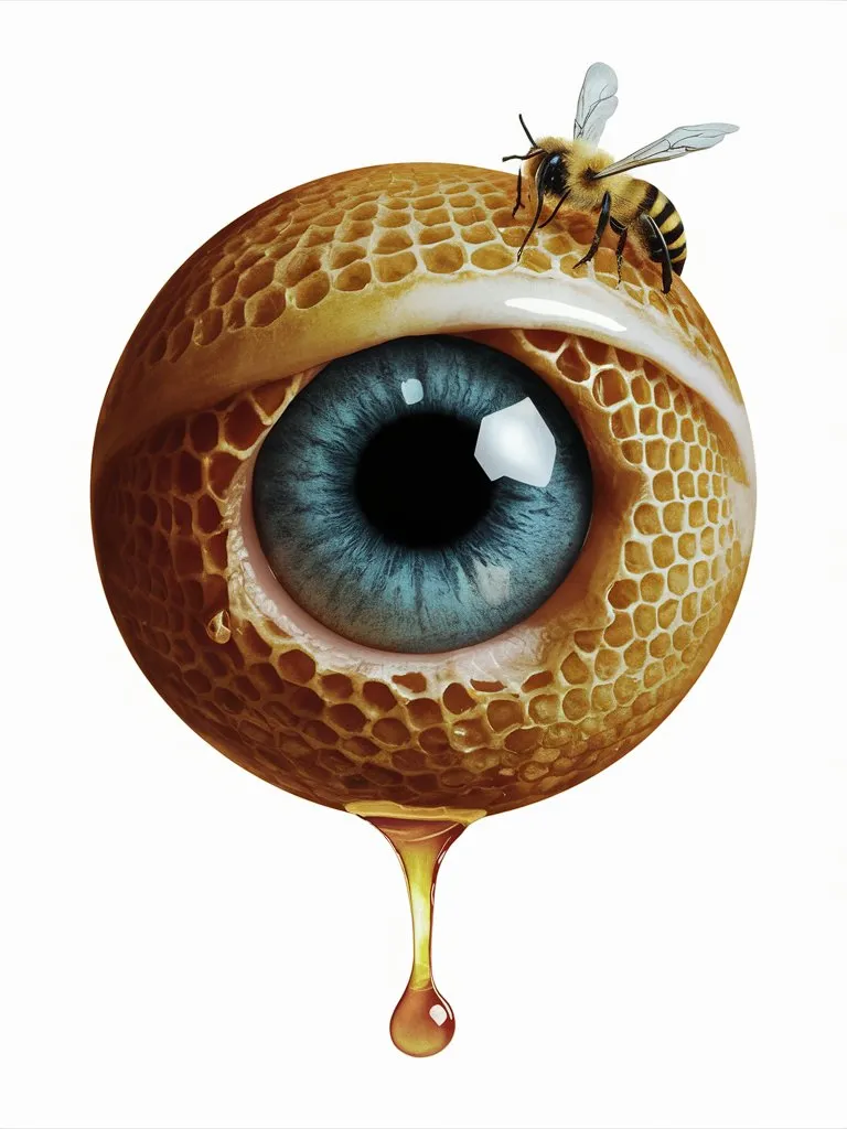 an eye with a bee on top of it