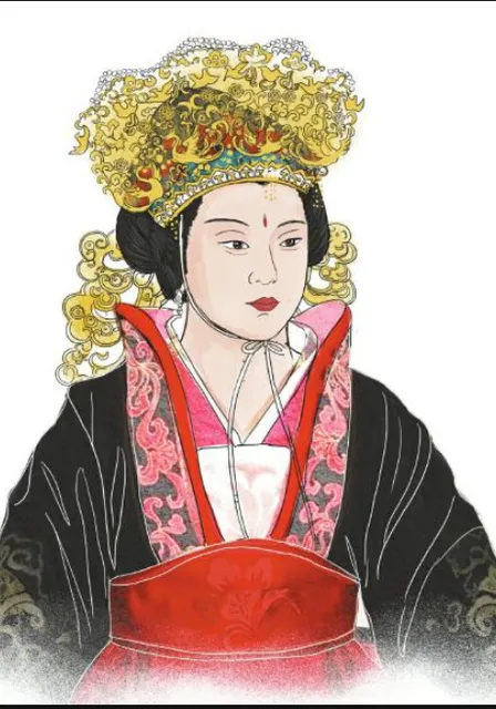 a drawing of a woman with a crown on her head