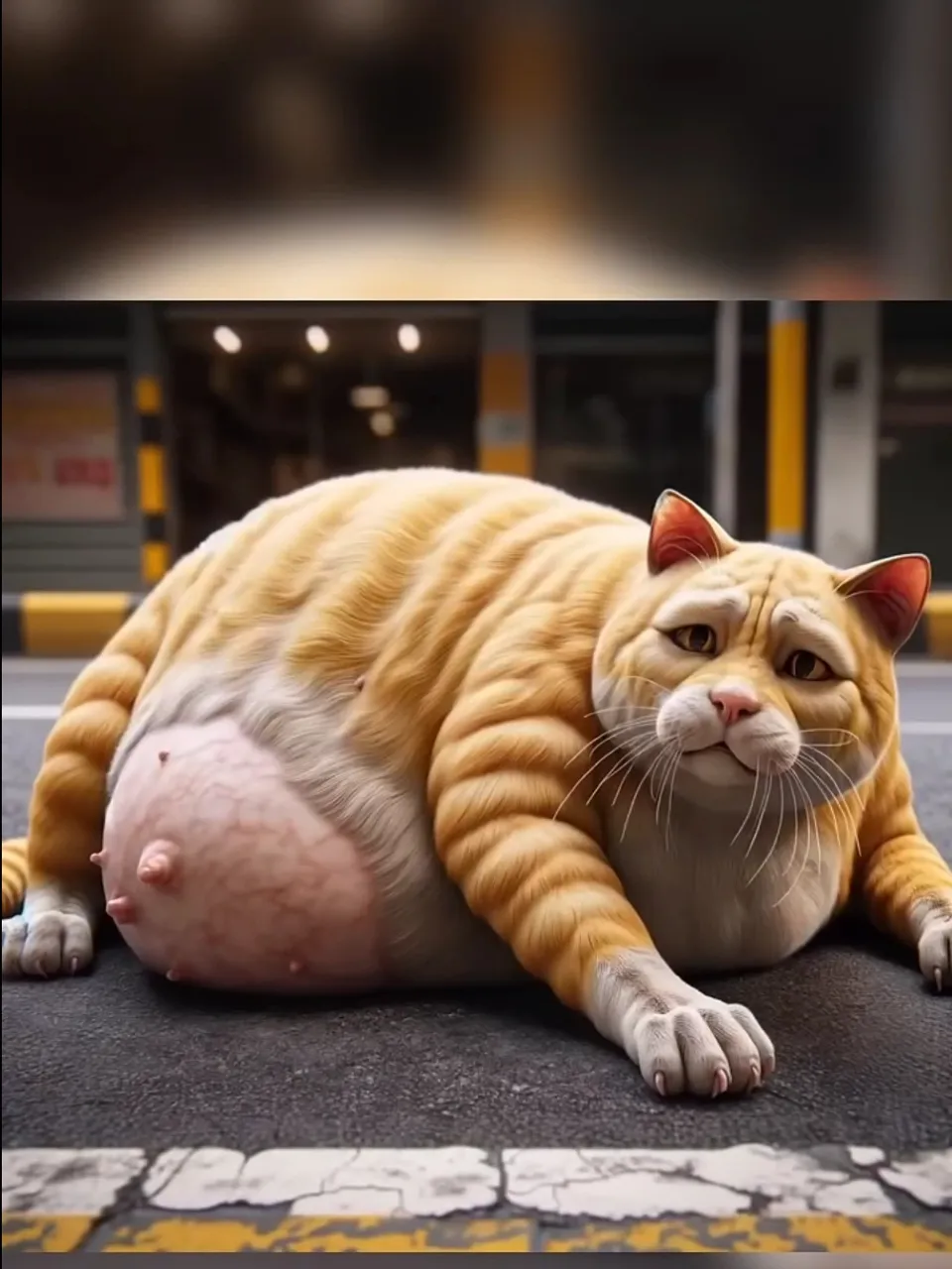 a cat laying on the ground next to a pig