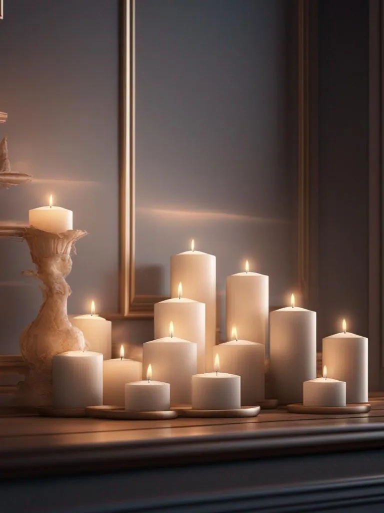 a bunch of candles that are on a table