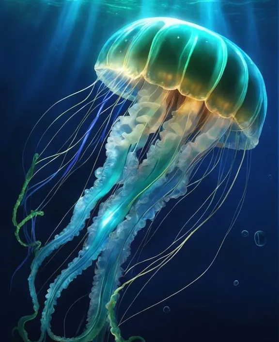 a painting of a jellyfish in the water