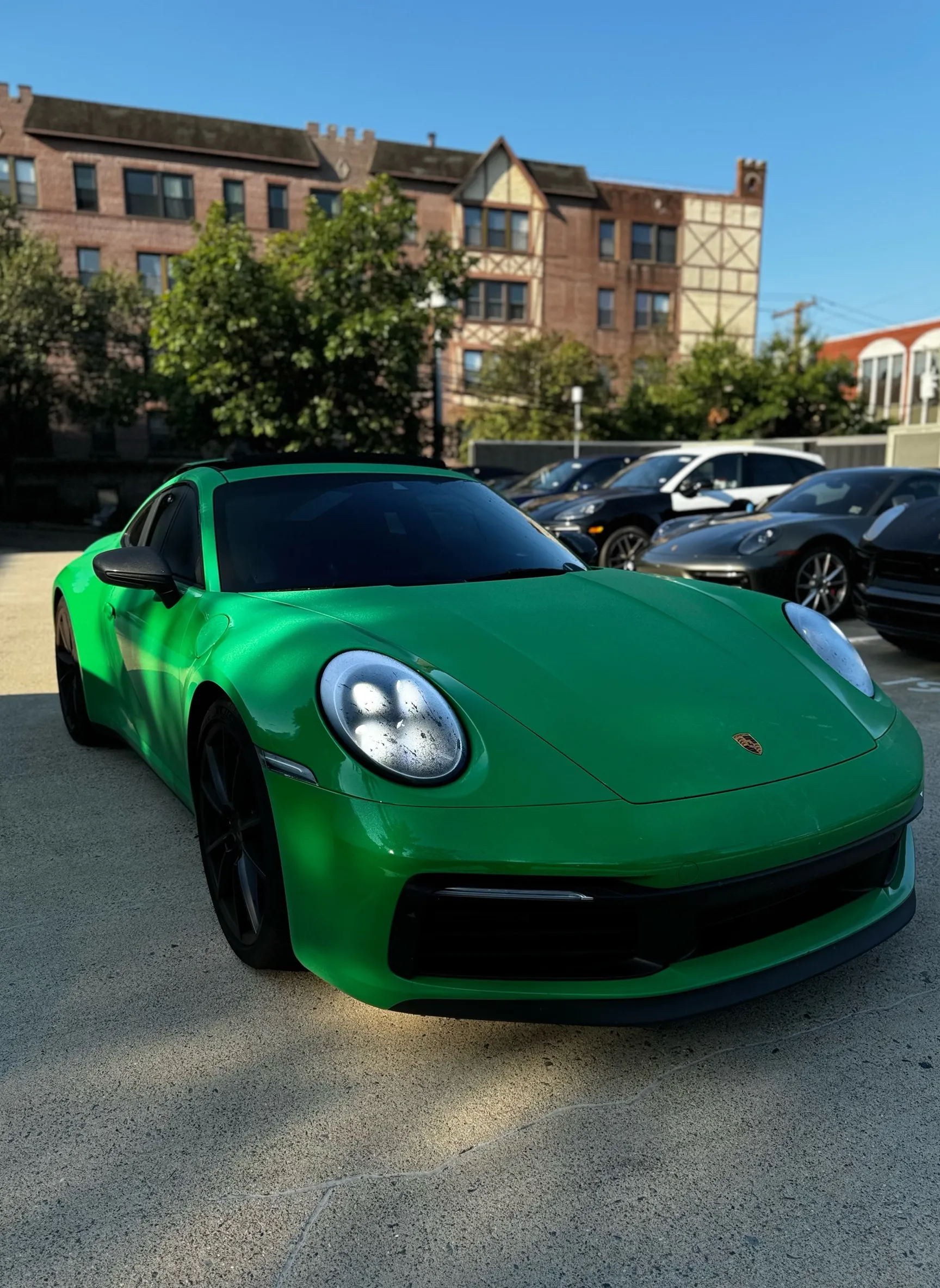 green lightning strikes this vehicle 
, advertising style