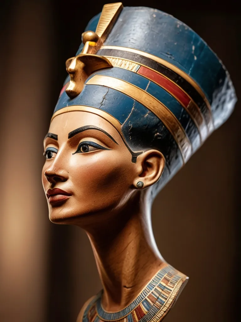 a statue of an egyptian woman wearing a hat