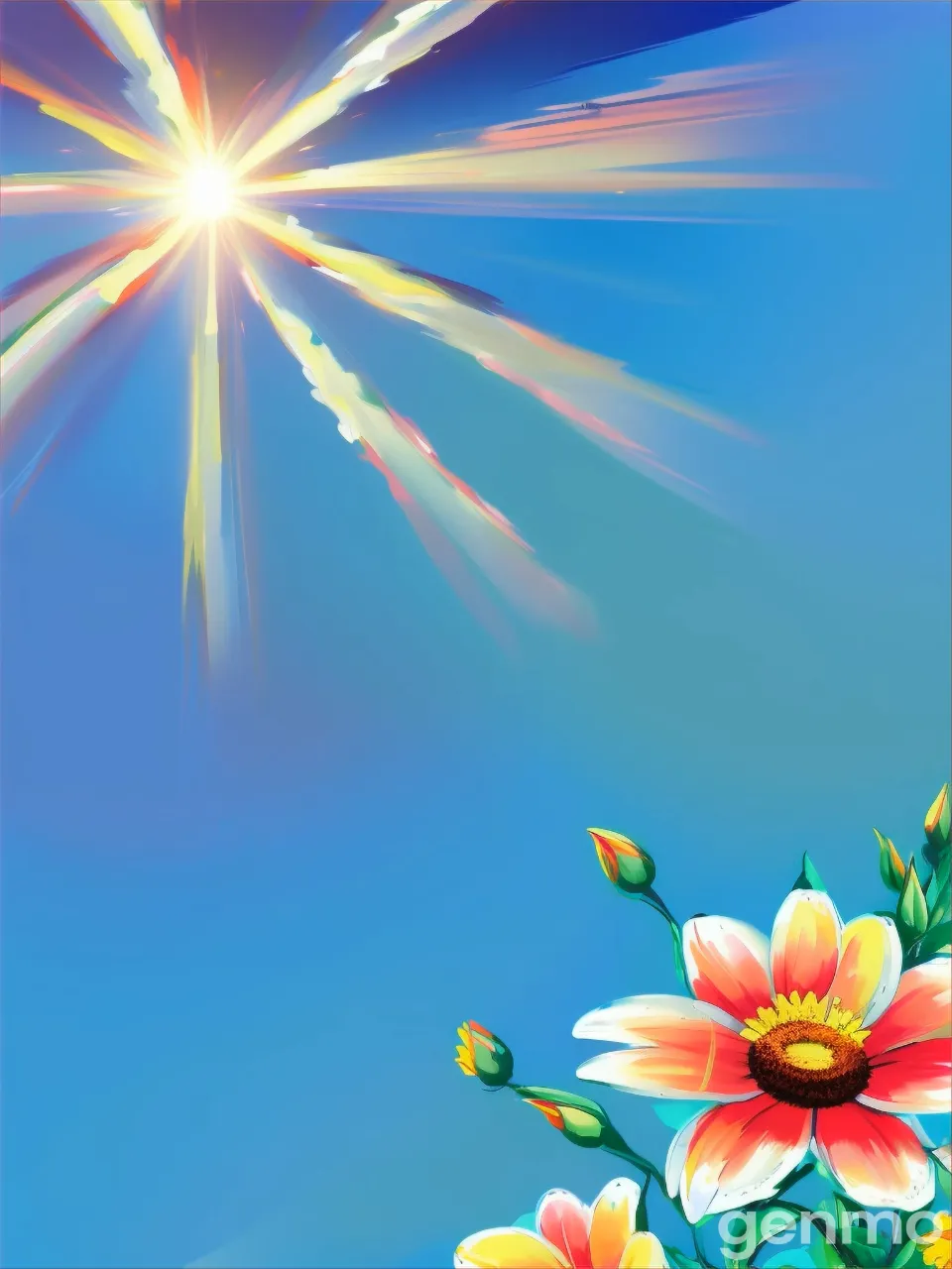 a painting of a star burst in the sky