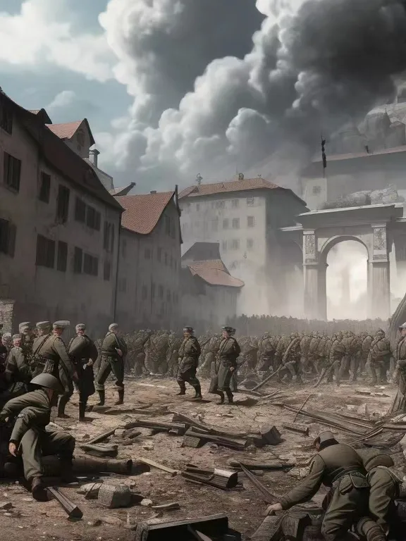 a large group of soldiers in front of a building