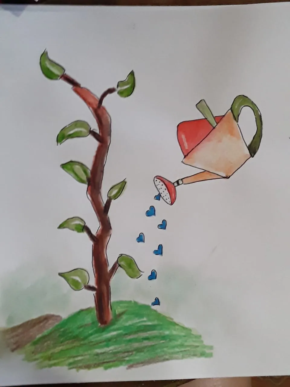 a child's drawing of a watering can