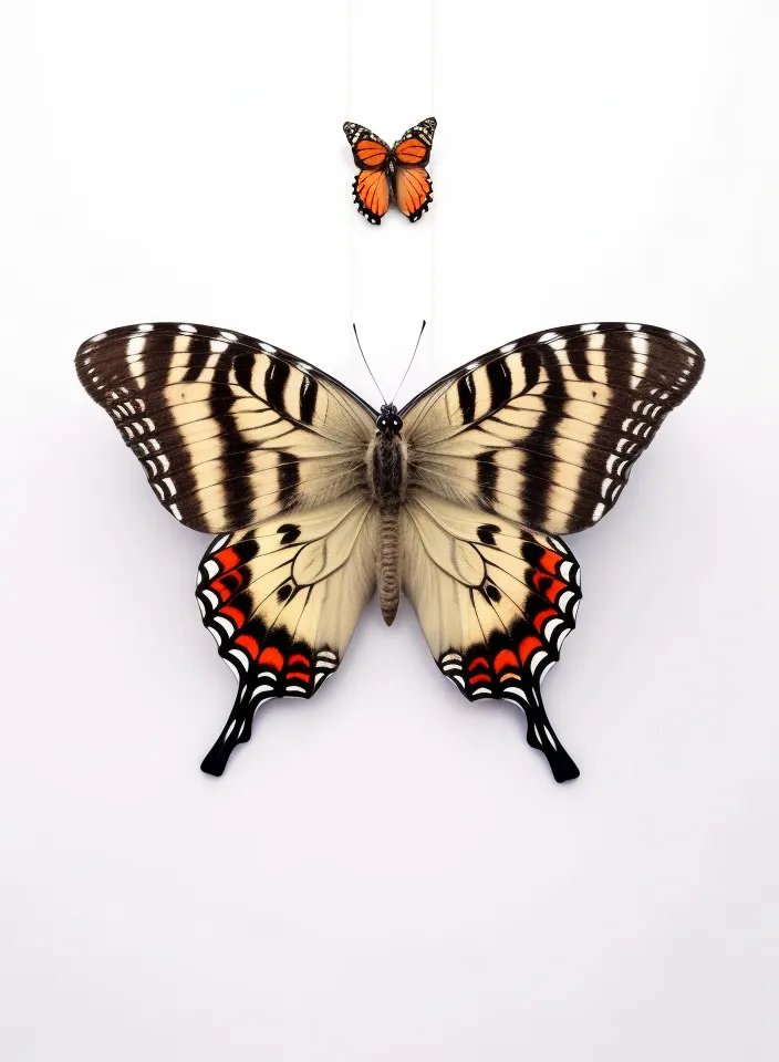 a butterfly that is sitting on a string