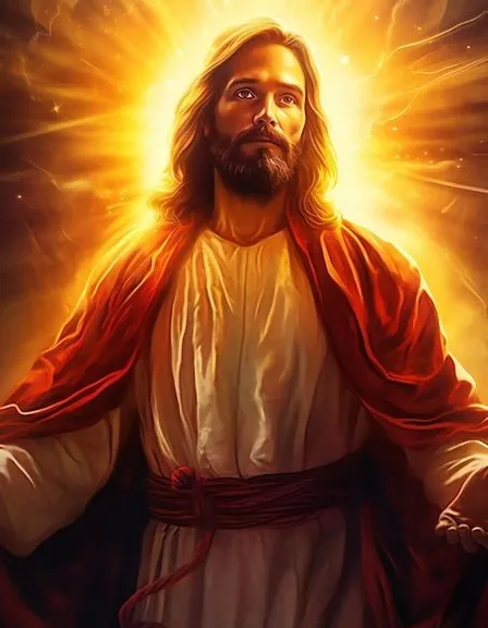 jesus standing in front of a bright light