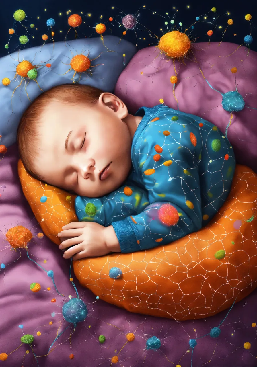 a painting of a baby sleeping on a pillow