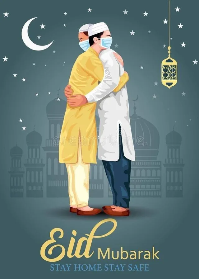 a man and a woman hugging each other in front of a mosque with a crescent