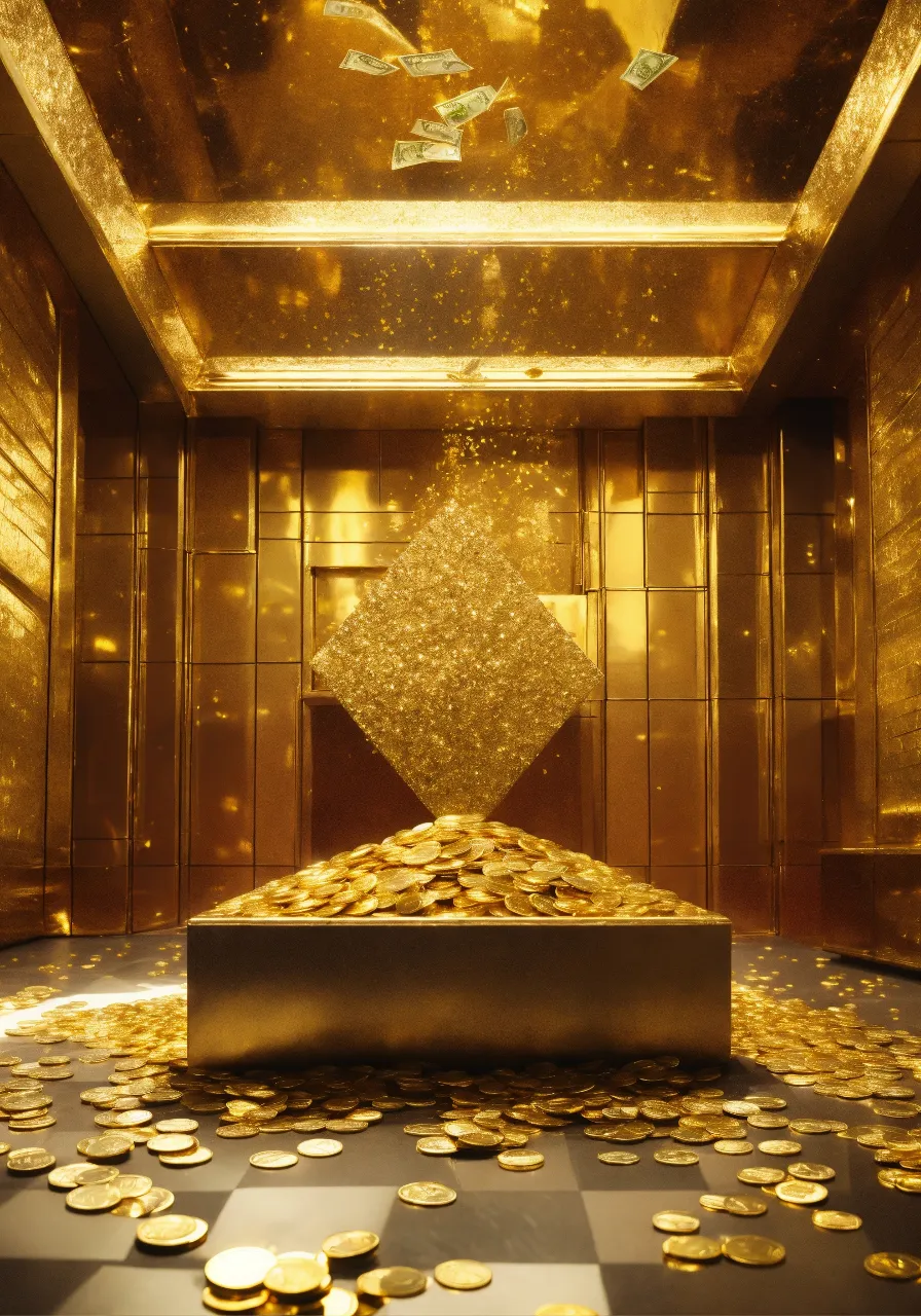 a room filled with lots of gold coins