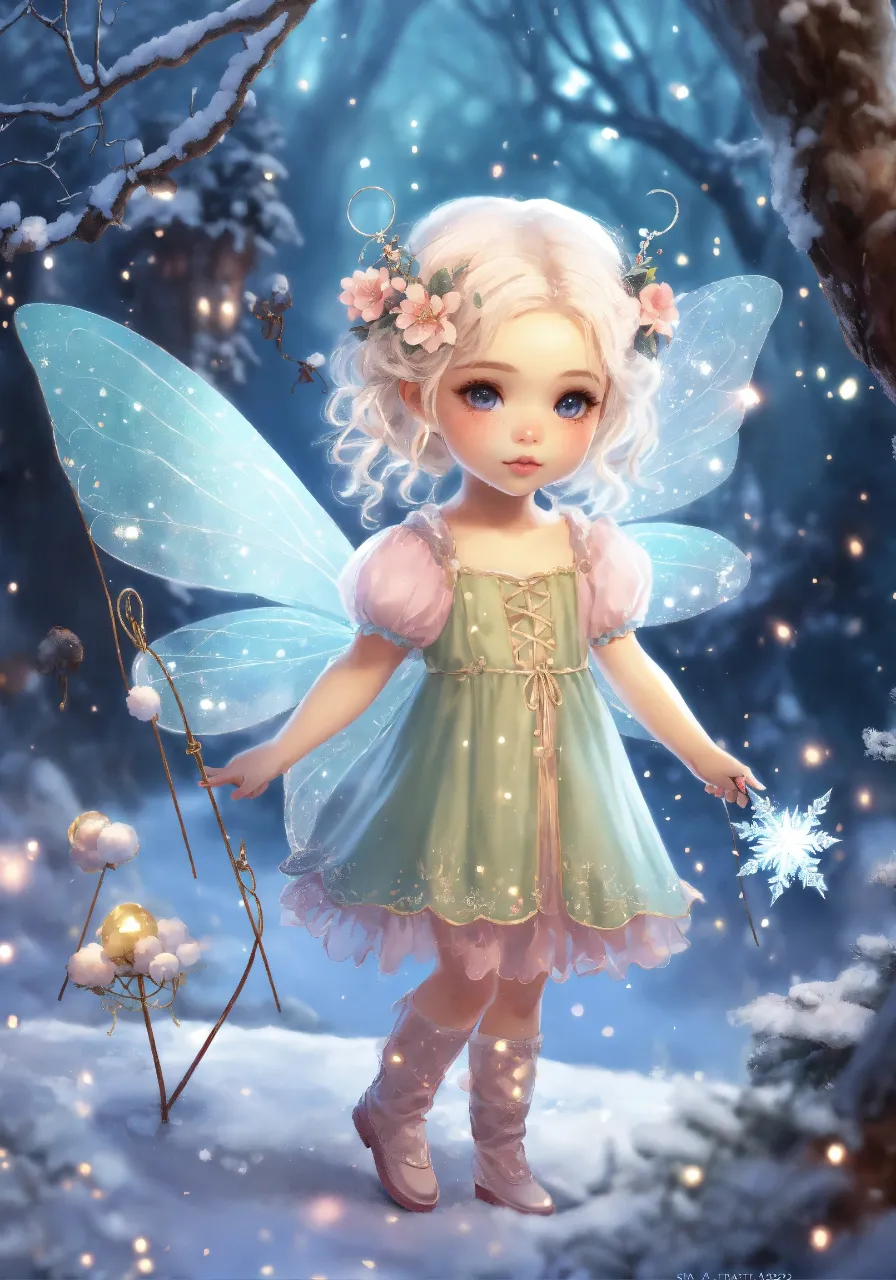 a painting of a little girl dressed as a fairy