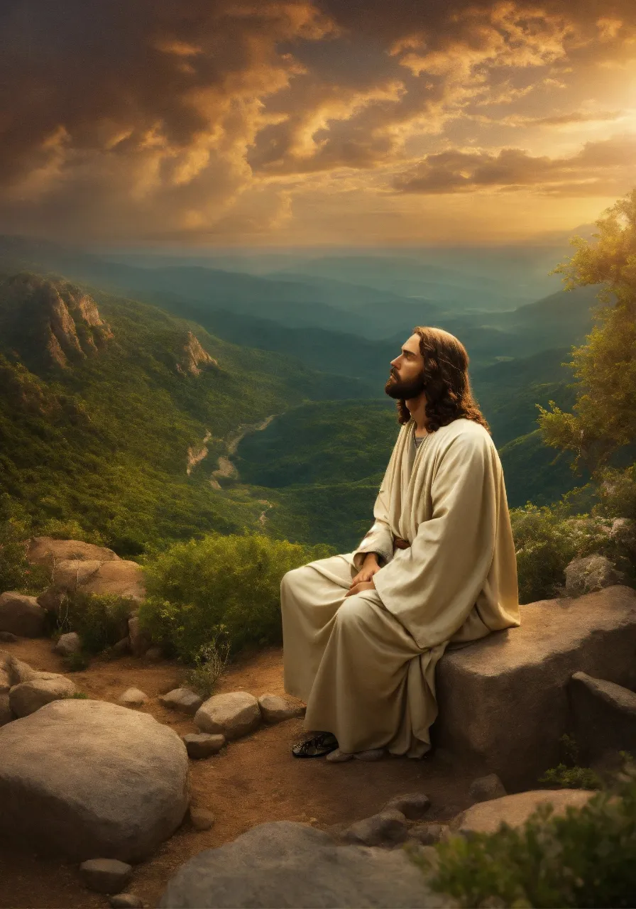 a man sitting on top of a rock covered hillside