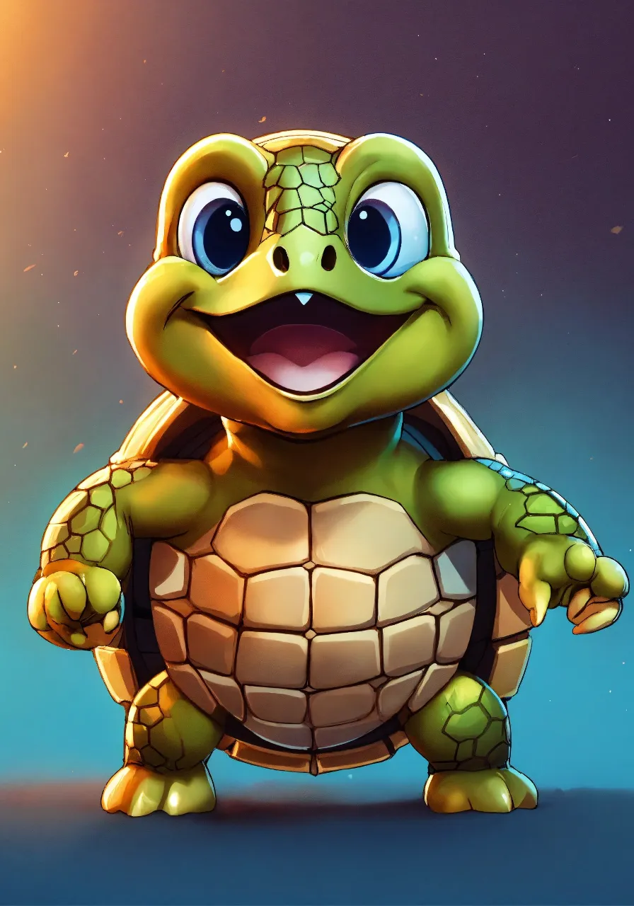 a cartoon turtle with a big smile on its face